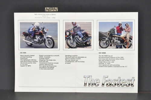 Vintage 1978 Suzuki GS1000 E Motorcycle Sales Brochure Dealer Specs OEM