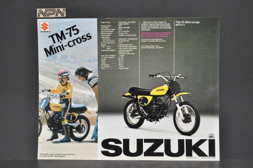 Vintage NOS 1976 Suzuki RM100 TM75 Mini Cross Sales Brochure OEM Dealer Specs MX