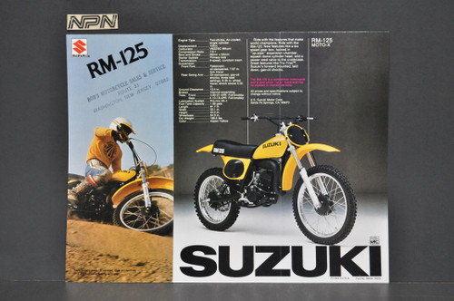 Vintage NOS 1976 Suzuki RM125 Motorcycle Brochure Motocross Specs Dealer Stamp