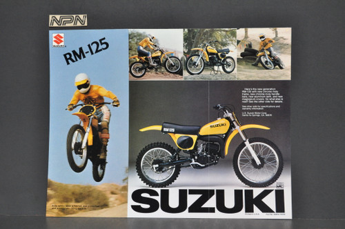 Vintage NOS 1976 Suzuki RM125 Motorcycle Brochure Motocross Specs Dealer Stamp