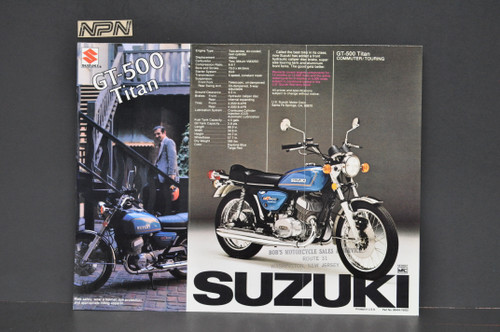 Vintage NOS 1976 Suzuki GT500 Titan GT380 Sebring Brochure Specs Dealer Stamp