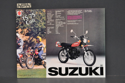 Vintage NOS 1976 Suzuki TS75 Colt Motorcycle Brochure Dealer Specs OEM