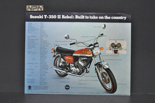 Vintage NOS 1969 Suzuki T500 III Titan T350 II Rebel Brochure OEM Dealer Specs