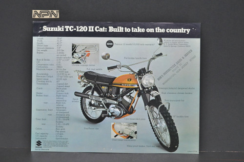 Vintage NOS 1970 Suzuki TS250 II Savage TC120 II Cat Brochure Dealer Stamps OEM