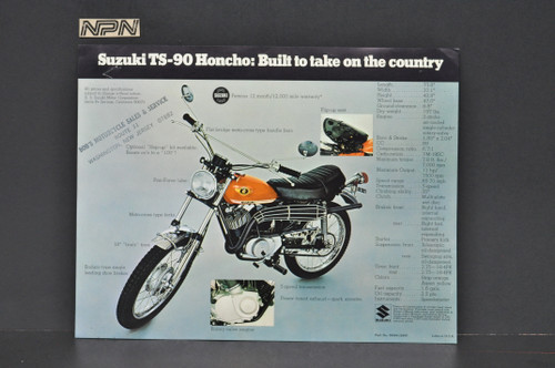 Vintage NOS 1970 Suzuki TC90 Blazer TS90 Honcho Brochure OEM Dealer Stamp