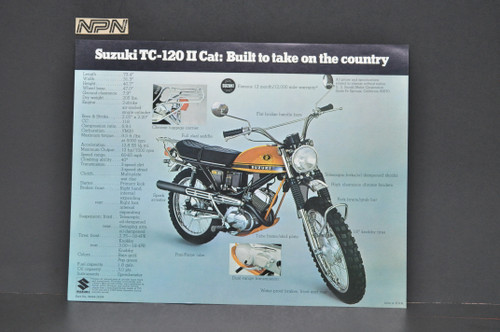 Vintage NOS 1970 TC120 II Cat Suzuki TS250 II Savage Brochure Dealer Stamps OEM