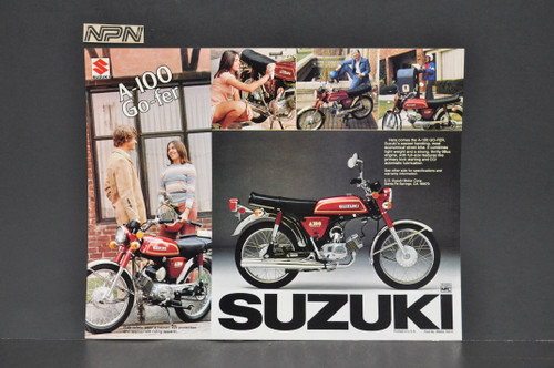 Vintage NOS 1976 Suzuki A100 Go-fer Brochure Motorcycle Specs Dealer Stamps OEM