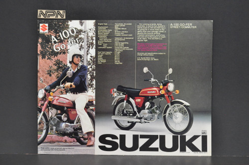 Vintage NOS 1976 Suzuki A100 Go-fer Brochure Motorcycle Specs Dealer Stamps OEM