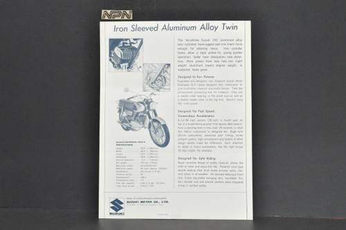 Vintage NOS 1965 Suzuki 150 S32-2 Motorcycle Brochure Dealer Specs OEM