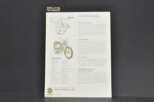 Vintage NOS 1966 Suzuki 80 Corsair K10P Brochure Motorcycle Dealer Specs OEM