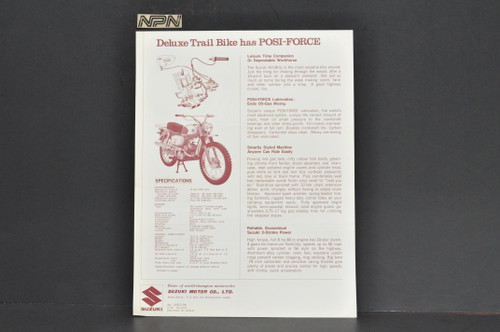 NOS 1966 Suzuki Trail 80 Hill-Billy K15 P Brochure Motorcycle Dealer Specs OEM