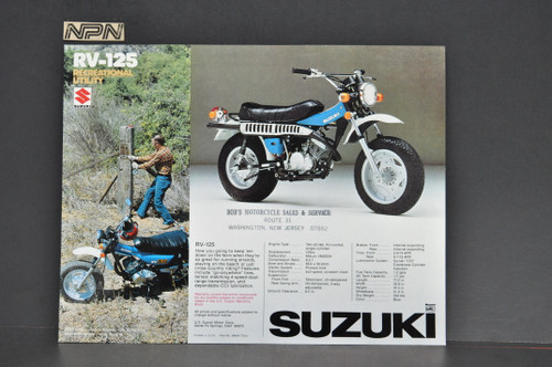 Vintage NOS 1970s Suzuki RV90 RV125 Brochure Motorcycle Dealer Specs OEM