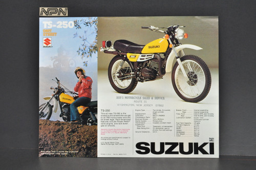 Vintage NOS 1977 Suzuki TS250 TS185 Brochure Motorcycle Dealer Specs OEM