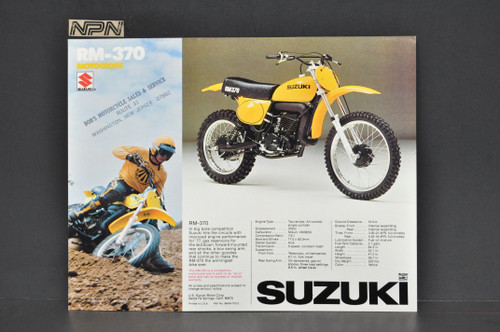 Vintage NOS 1976 Suzuki RM370 RM250 Brochure Motorcycle Specs Dealer Stamps