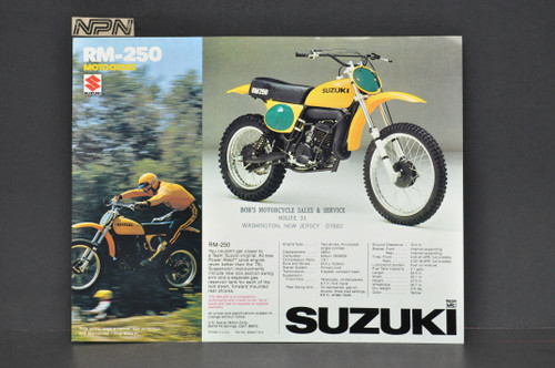Vintage NOS 1976 Suzuki RM370 RM250 Brochure Motorcycle Specs Dealer Stamps