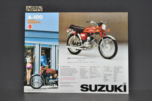 Vintage NOS 1976-77 Suzuki A100 Go-fer Brochure Motorcycle Specs Dealer Stamps