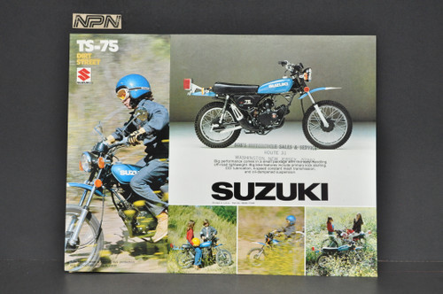 Vintage NOS 1976 Suzuki TS75 Brochure Motorcycle Specs Dealer Stamps OEM