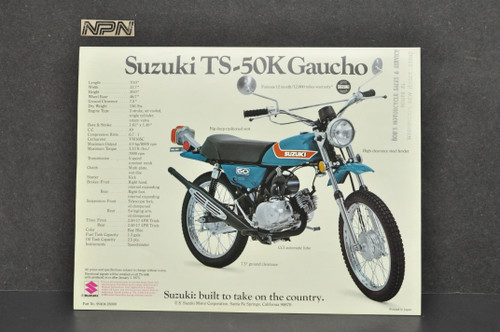 Vintage NOS 1973 Suzuki TS50 K Gaucho MT50 K Trailhopper Brochure Dealer Specs OEM