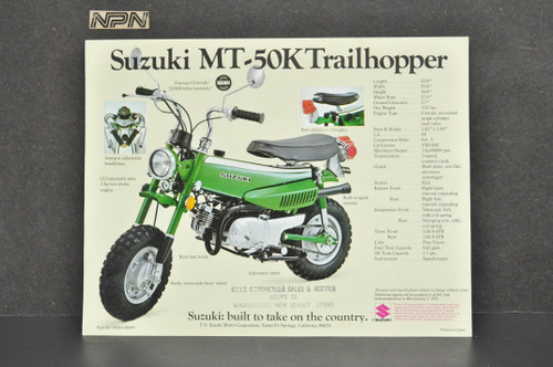 Vintage NOS 1973 Suzuki TS50 K Gaucho MT50 K Trailhopper Brochure Dealer Specs OEM