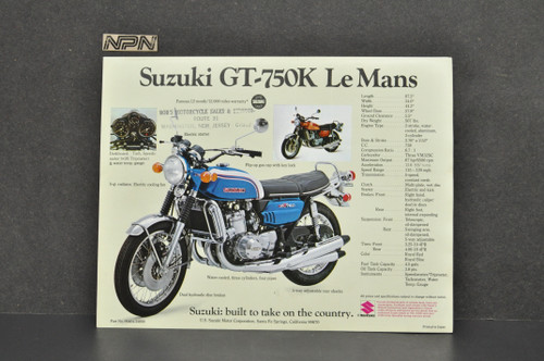 Vintage NOS 1973 Suzuki GT550 K Indy GT750 K LeMans Brochure OEM Dealer Specs