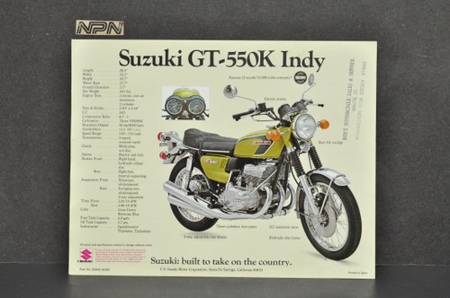Vintage NOS 1973 Suzuki GT550 K Indy GT750 K LeMans Brochure OEM Dealer Specs