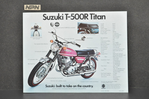 Vintage NOS 1971 Suzuki T500 R Titan T350 R Rebel Brochure OEM Dealer Specs