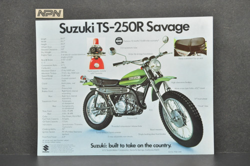 Vintage NOS 1971 Suzuki TM400 R Cyclone TS250 R Savage Brochure OEM Dealer Specs