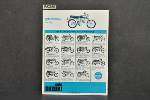 Vintage NOS 1967 Suzuki AS100 Sierra Sales Brochure Motorcycle Dealer OEM