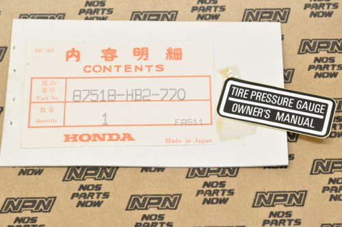 NOS Honda ATC125 ATC200 TRX125 TRX200 TRX250 TRX300 TRX350 Label 87518-HB2-770