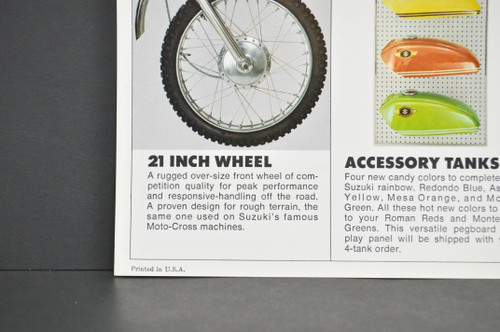 Vintage 1969-71 Suzuki TS250 Savage Motorcycle Accessory Brochure OEM Dealer