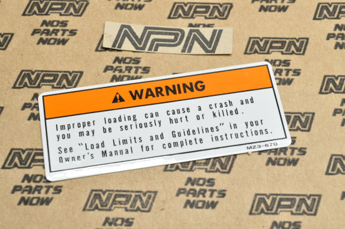 NOS Honda CB1000 CB250 CT70 GL1500 VF750 VT1100 Warning Label 87512-MZ3-670