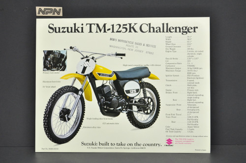 Vintage NOS 1973 Suzuki TS125 K Duster TM125 K Challenger Brochure Dealer Specs