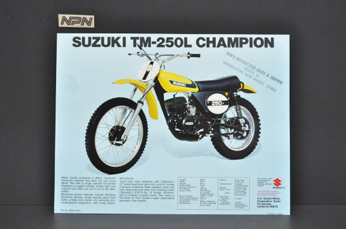 Vintage NOS 1974 Suzuki TM250 L Champion TM400 L Cyclone Brochure Dealer Specs