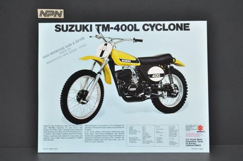 Vintage NOS 1974 Suzuki TM250 L Champion TM400 L Cyclone Brochure Dealer Specs