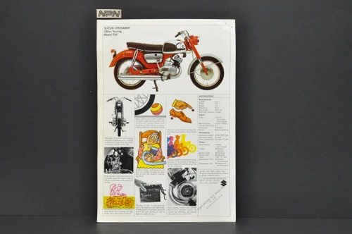 Vintage 1960s Suzuki T10 Crusader Motorcycle Brochure Dealer Specs Poster OEM