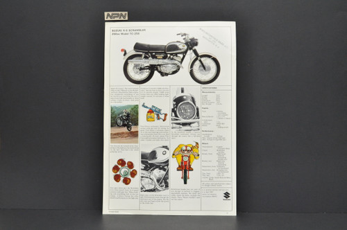 Vintage 1960s Suzuki X6 Scrambler TC250 Motorcycle Brochure Dealer Specs OEM