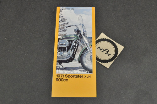 Vintage 1971 Harley Davidson Sportster XLH Retail Price List Brochure July 1970