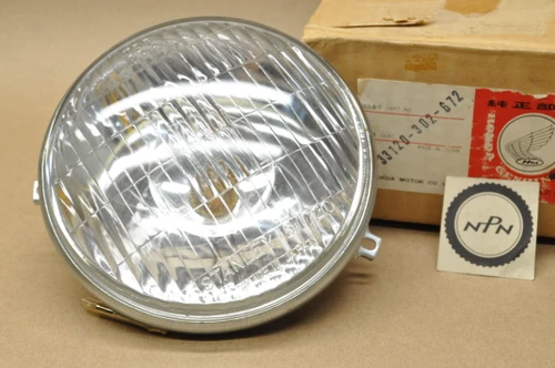 NOS Honda CA175 K3 Stanley Sealed Head Light Lamp Unit 6V 35/25W 33120-302-672