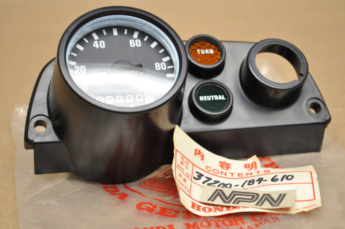 NOS Honda MT50 MT80 Speedometer KMH Meter Odometer w/ Pilot Light 37200-184-610
