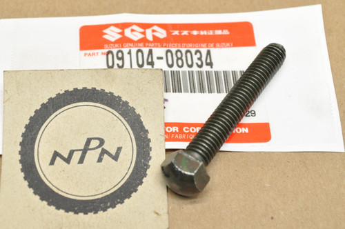 NOS Suzuki GN400 GS750 GS1150 GT380 LT250 RE5 RM500 T350 TM400 TS400 Bolt 09104-08034 NOS Suzuki GN400 GS750 GS1150 GT380 LT250 RE5 RM500 T350 TM400 TS400 Bolt 09104-08034