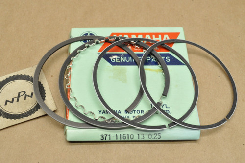 NOS Yamaha 1973-74 TX500 1975 XS500 .25 Oversize Piston Ring Set for 1 Piston = 5 Rings 371-11610-13