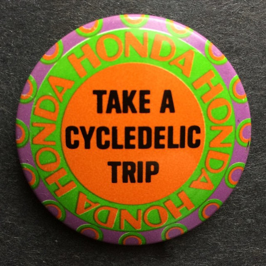 Vintage Honda Motorcycle Dealer Promotional Cycledelic Pin circa 1967