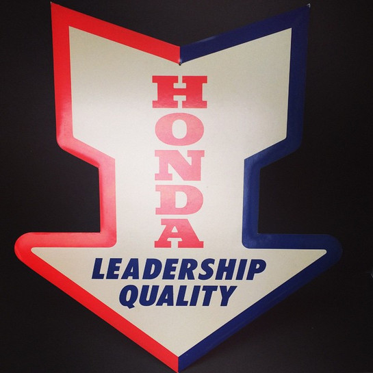 Vintage Honda Motorcycle Leadership Quality Sign