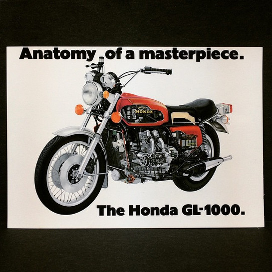 Vintage Honda Advertising Postcard Cutaway of an Early Goldwing GL1000