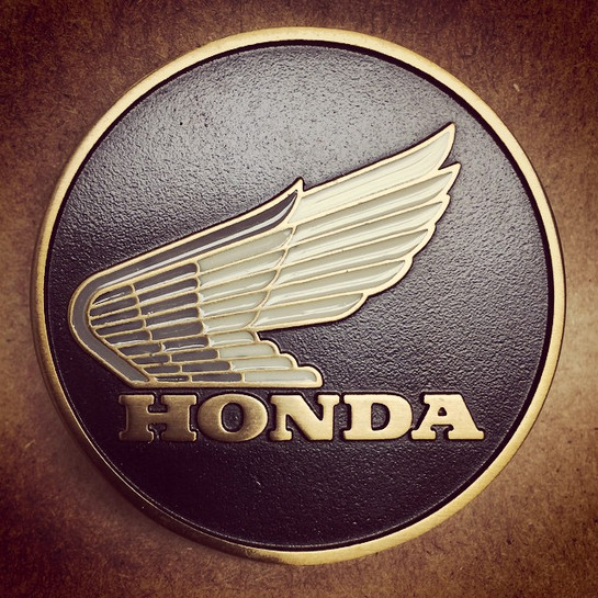 Vintage Brass and Enamel Honda Motorcycle Belt Buckle