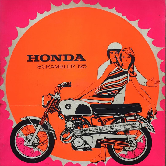 Large Cardboard Honda Motorcycle Scrambler Dealership Poster