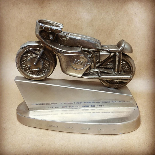 Honda Motorcycle Trophy Given to Dealers to Commemorate 1st Place in the 1961 125 cc and 250 cc World Championships