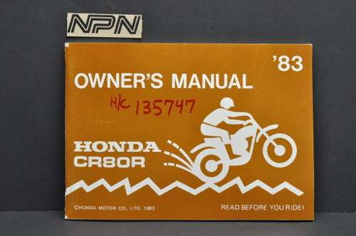 Vintage NOS 1983 Honda CR80 R Motorcycle Owners Manual - NOS Parts NOW