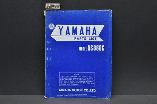 Vintage 1976 Yamaha XS360 C Motorcycle Parts List Book Diagram