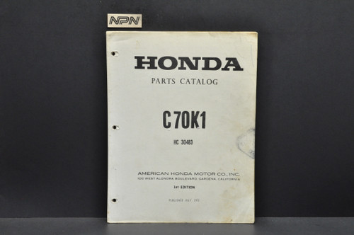 Vintage 1972 Honda C70 K1 Motorcycle Parts Catalog Book Diagram